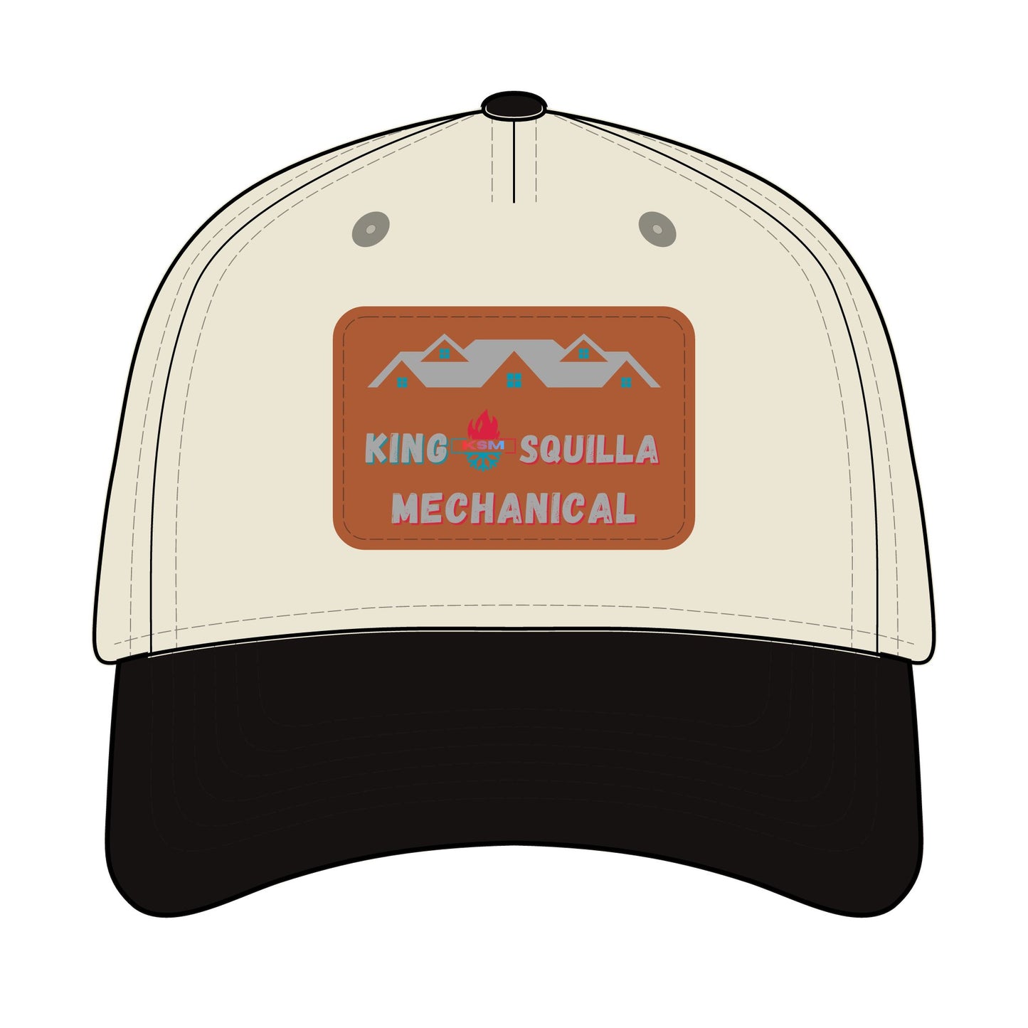 Leather Patch Baseball Cap — "King Squilla Mechanical" Outdoor Work Hat - King Squilla Mechanical
