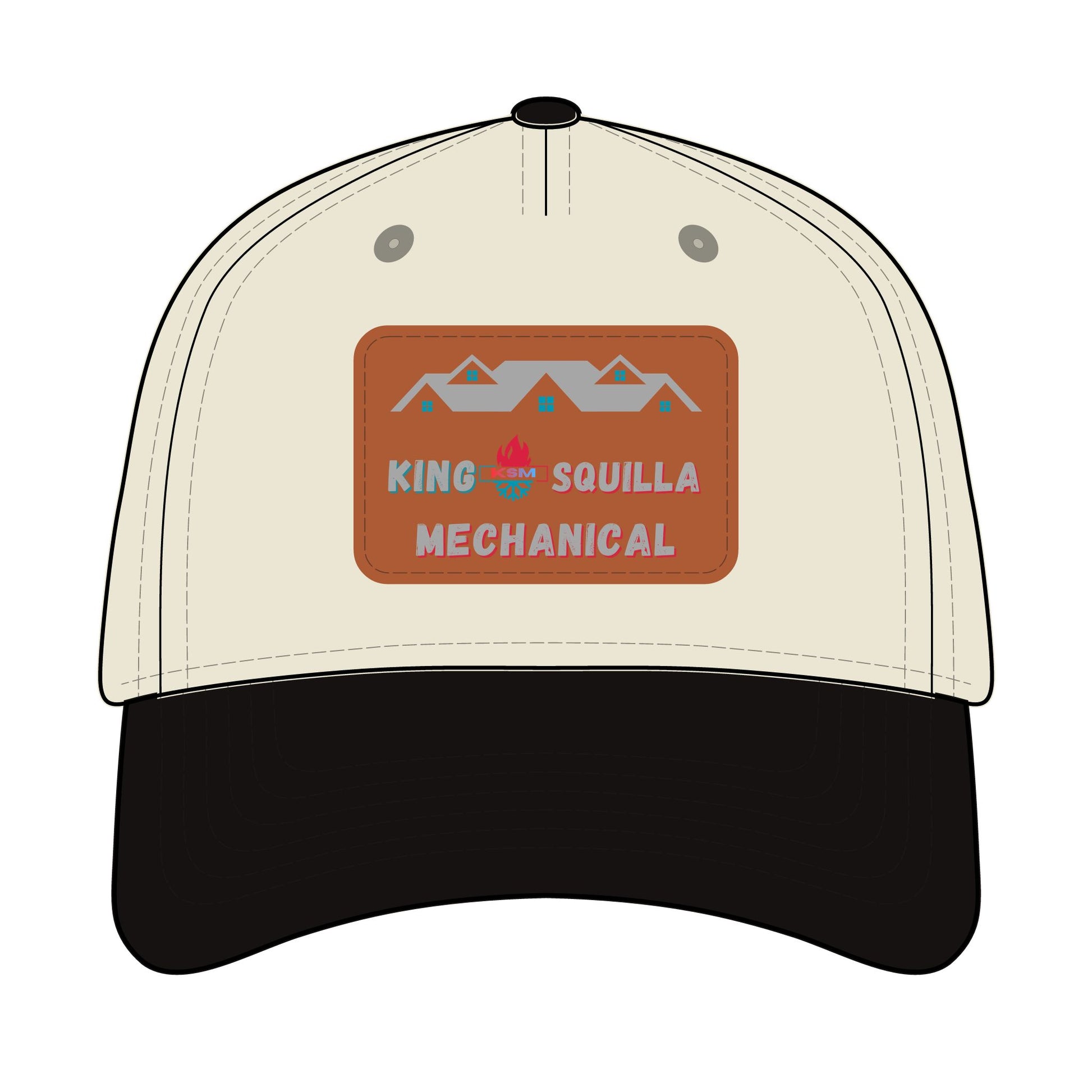 Leather Patch Baseball Cap — "King Squilla Mechanical" Outdoor Work Hat - King Squilla Mechanical