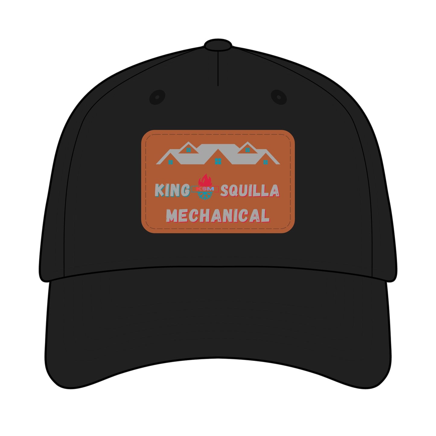 Leather Patch Baseball Cap — "King Squilla Mechanical" Outdoor Work Hat - King Squilla Mechanical