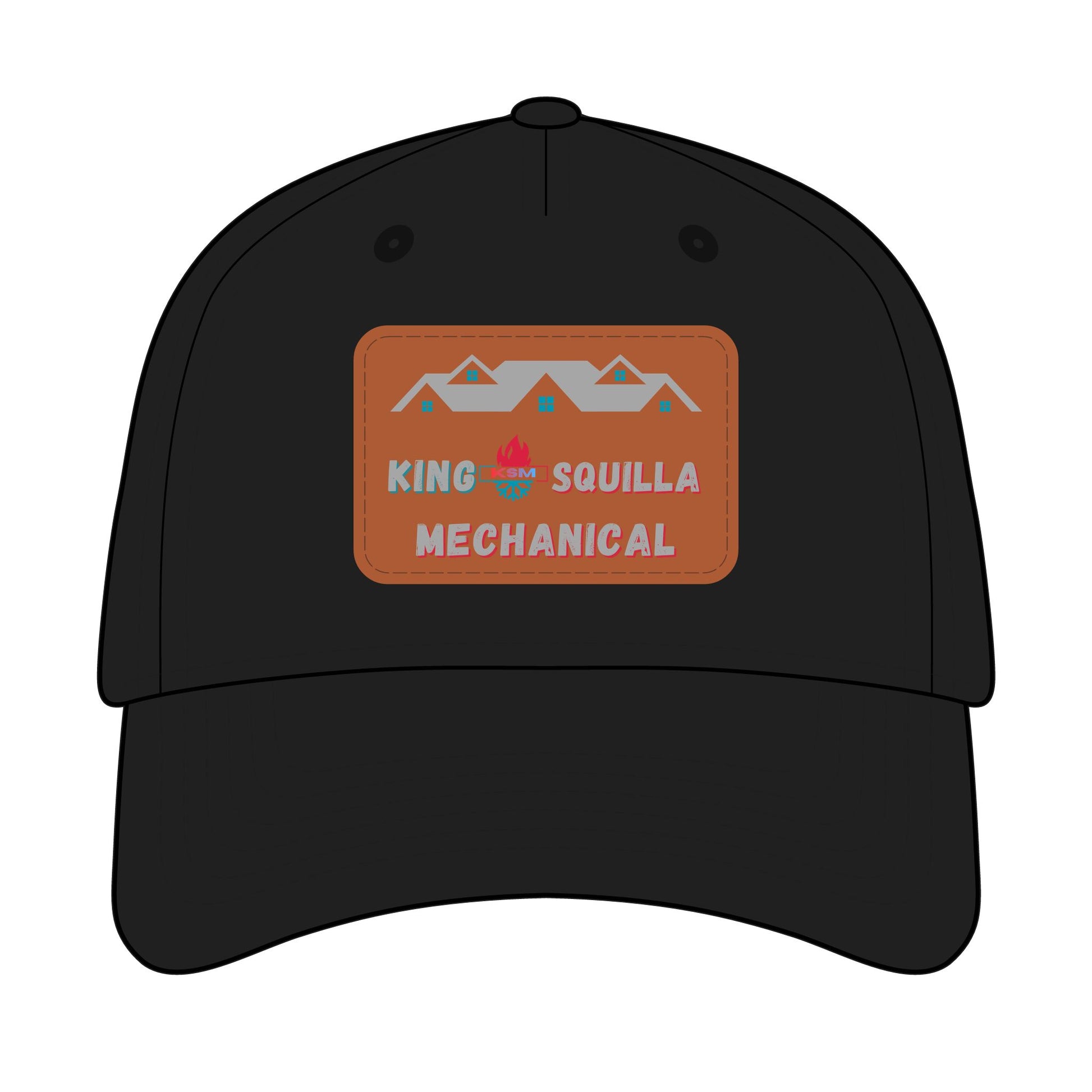 Leather Patch Baseball Cap — "King Squilla Mechanical" Outdoor Work Hat - King Squilla Mechanical